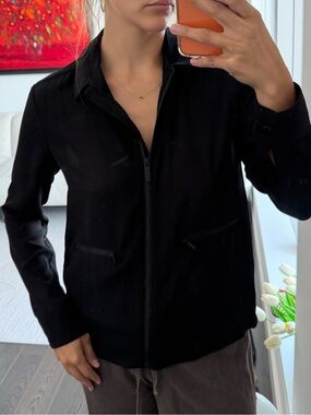 The Kooples Sport Sheer Zip-Up Shirt/Jacket | Black | XS